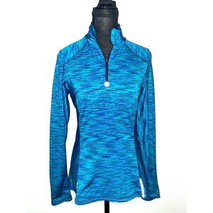PrAna 1/4 Zip Heathered Blue Long-Sleeve Athletic Pullover - Size S
